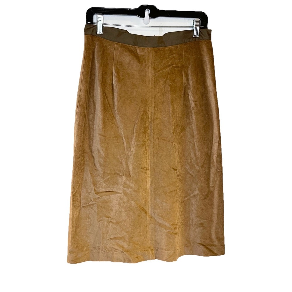 Banana Republic Y2K 2001 Brown Velvet‎ Faux Suede Midi Skirt Bow Tie Boho Sz 6